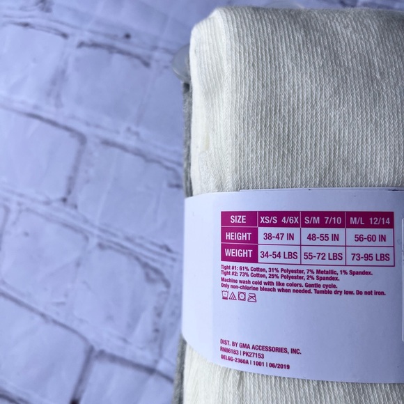 Grey Sparkle/Off White Sweater Tights - 2 Pack for (73-95lbs) M/L12/14 - Picture 3 of 4